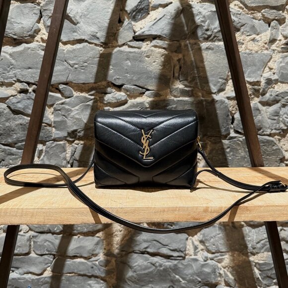 Saint Laurent Black Quilted Loulou Toy Crossbody Bag - Picture 1 of 16